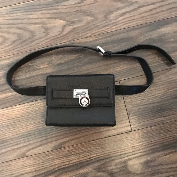 Michael Kors Handbags - Michael Kors Black Leather Belted Pouch Bag